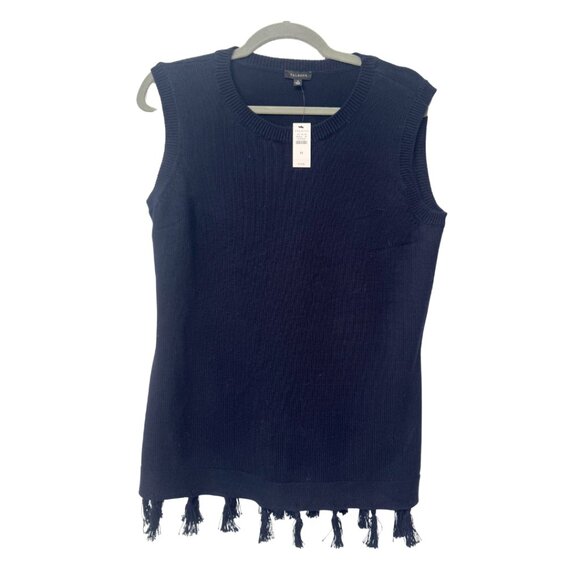 Talbots Navy Sleeveless Tank with Tassel Hem NWT - Picture 3 of 9